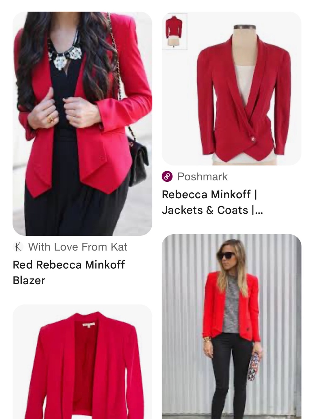 Rebecca Minkoff Red Open-Front Tailored Blazer